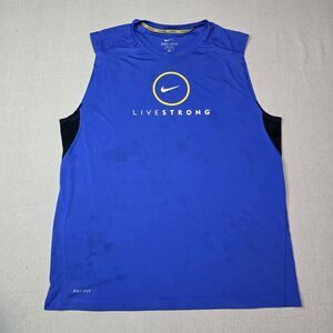 Nike Shirt Mens Size XL Blue Sleeveless Dri Fit Livestrong Cycling Active Tank